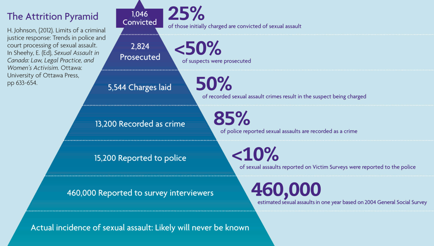 The Attrition Pyramid - Reporting rates of spousal violence to police, by sex of victim, Canada, 1993, 1999, 2004, and 2009